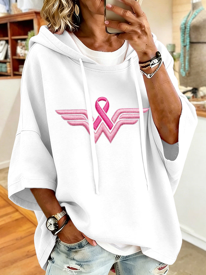 Women'S Vintage Pink Art Print Hoodie