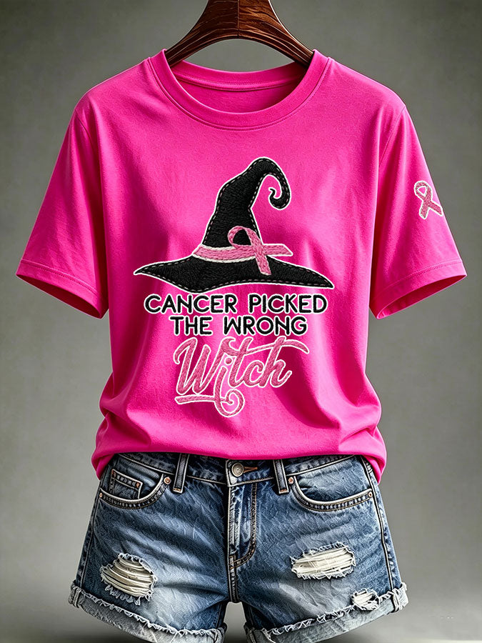 Women'S Pink Art Printed Casual T-Shirt