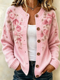 Women's Flowers Pattern Knitted Cardigan Top