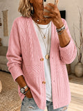 Women's Pink Floral Pattern Knit Cardigan