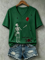 Women's Halloween Well, shit... Print V Neck T-Shirt