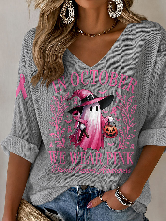 Women'S Breast Cancer Awareness Prevention Printed Casual Top