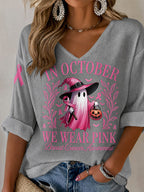 Women'S Breast Cancer Awareness Prevention Printed Casual Top