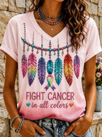 Women's Breast Cancer Awareness Print Casual T-shirt