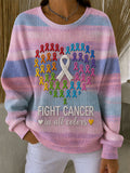 Women'S Cancer Awareness Print Long Sleeve Hoodie