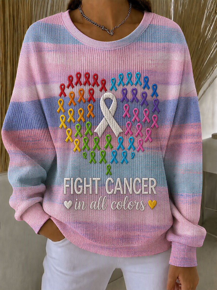 Women'S Cancer Awareness Print Long Sleeve Hoodie