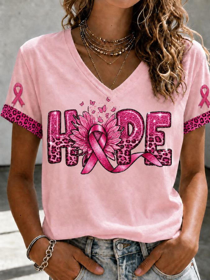 Women'S Breast Cancer Awareness Printed T-Shirt