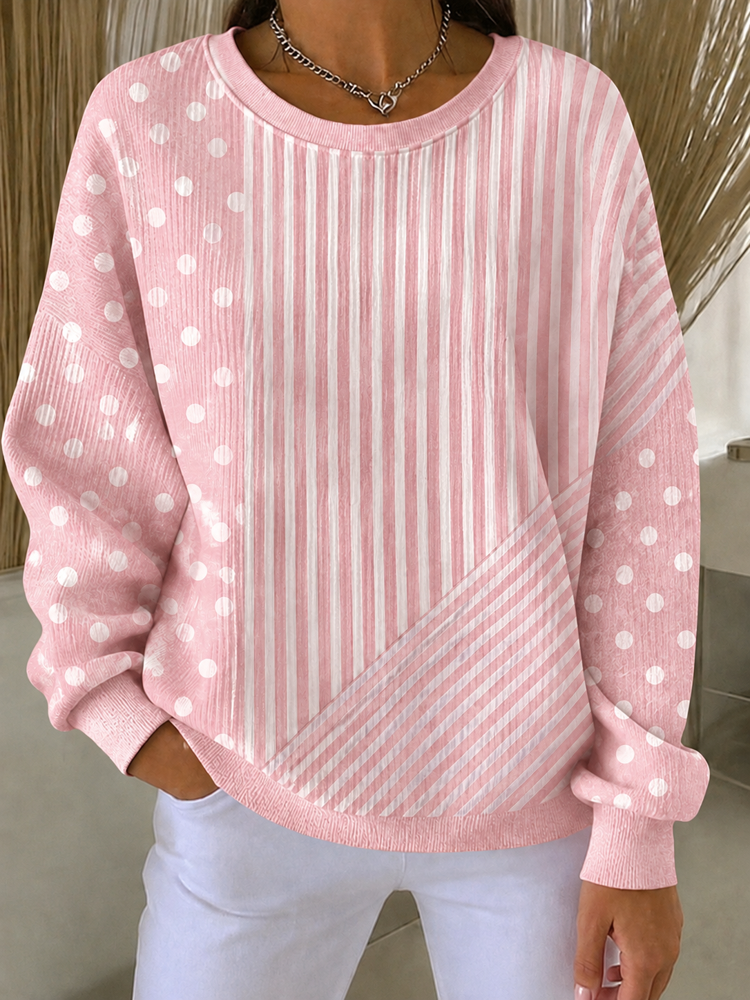 Women's Casual Striped Patchwork Hoodie