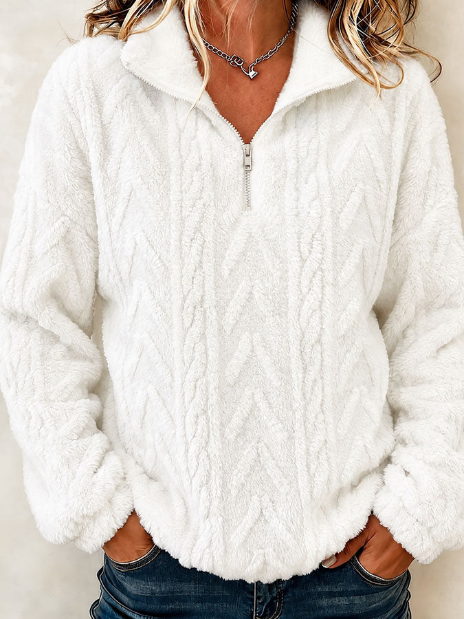Women'S Solid Color Multi-Color Casual Collar Zipper Long Sleeved Sportswear