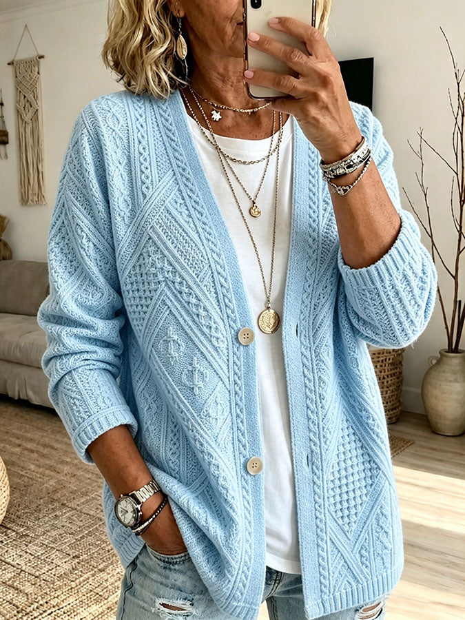 Women'S Textured Printed Cardigan