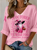 Women'S Breast Cancer Awareness Prevention Printed Casual Top
