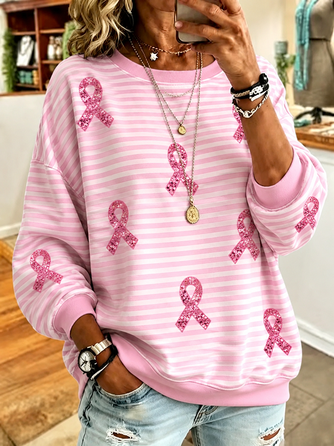 Women'S Casual Striped Sweatshirt