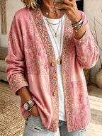 Women'S Casual Patchwork Printed Cardigan Top