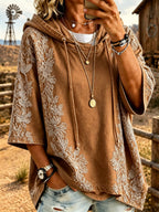 Women'S Western Style Flower Pattern Hoodie