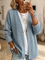 Women's Pink Floral Pattern Knit Cardigan