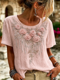 Women's Pink Floral Casual Top