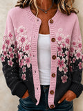 Women'S Casual Floral Plant Knitted Cardigan Top