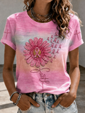 Women'S Breast Cancer Promotional Print Short Sleeved T-Shirt