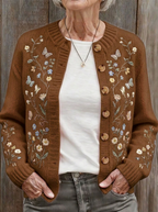Women's Breast Cancer Awareness Butterfly Floral Embroidered Cardigan