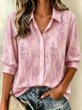 Women's Casual Breast Cancer Awareness Print Shirt