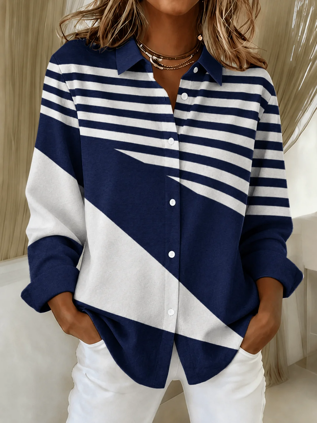 Printing Shirt Collar Abstract Graphic Vintage Shirt