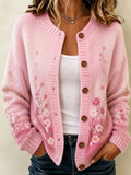 Women's Flowers Pattern Knitted Cardigan Top