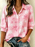 Women's Casual Breast Cancer Awareness Print Shirt