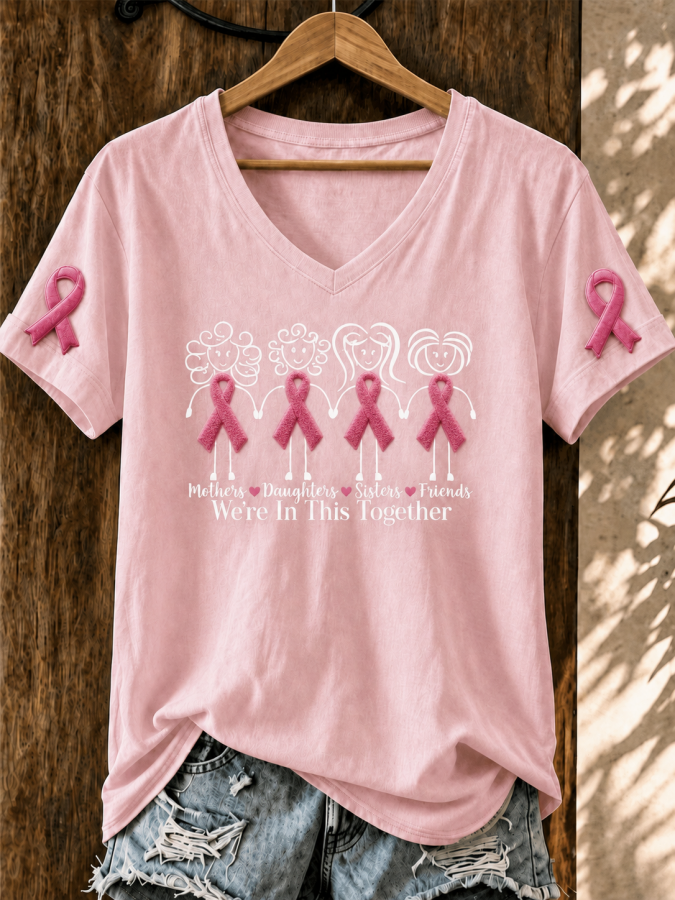 Women'S Breast Cancer Awareness Printed T-Shirt