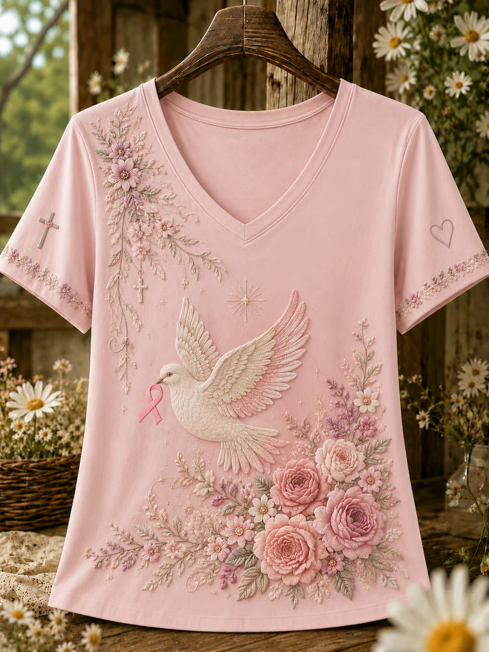 Women's Breast Cancer Awareness Print T-Shirt
