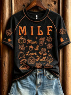 Women's MILF Man I Love Fall Cozy Fall Elements Print short sleeve T-shirt
