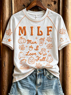 Women's MILF Man I Love Fall Cozy Fall Elements Print short sleeve T-shirt