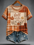 Women's fall is my favorite color Peinted short-sleeved T-shirt