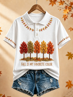 Women's Fall Is My Favorite Color Printed polo T-shirt