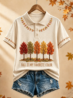 Women's Fall Is My Favorite Color Printed polo T-shirt