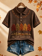 Women's Fall Is My Favorite Color Printed polo T-shirt