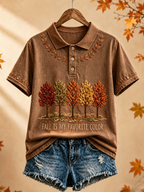 Women's Fall Is My Favorite Color Printed polo T-shirt