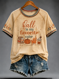 Women's fall is my favorite color Peinted round neck short sleeve T-shirt
