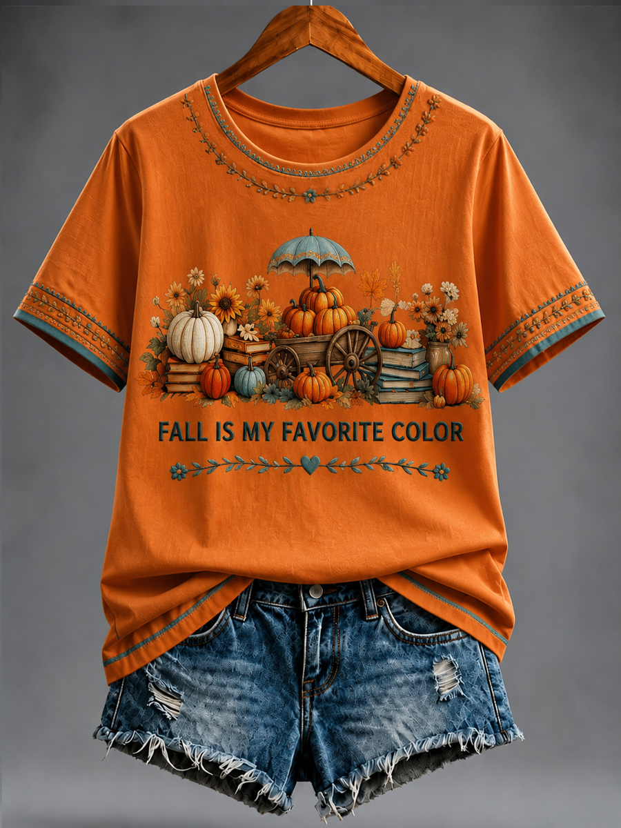 Women's FALL IS MY FAVORITE COLOR Printed short-sleeved T-shirt