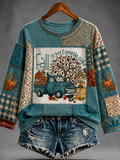 Women's FALL IS MY FAVORITE COLOR Printed off-shoulder sweatshirt