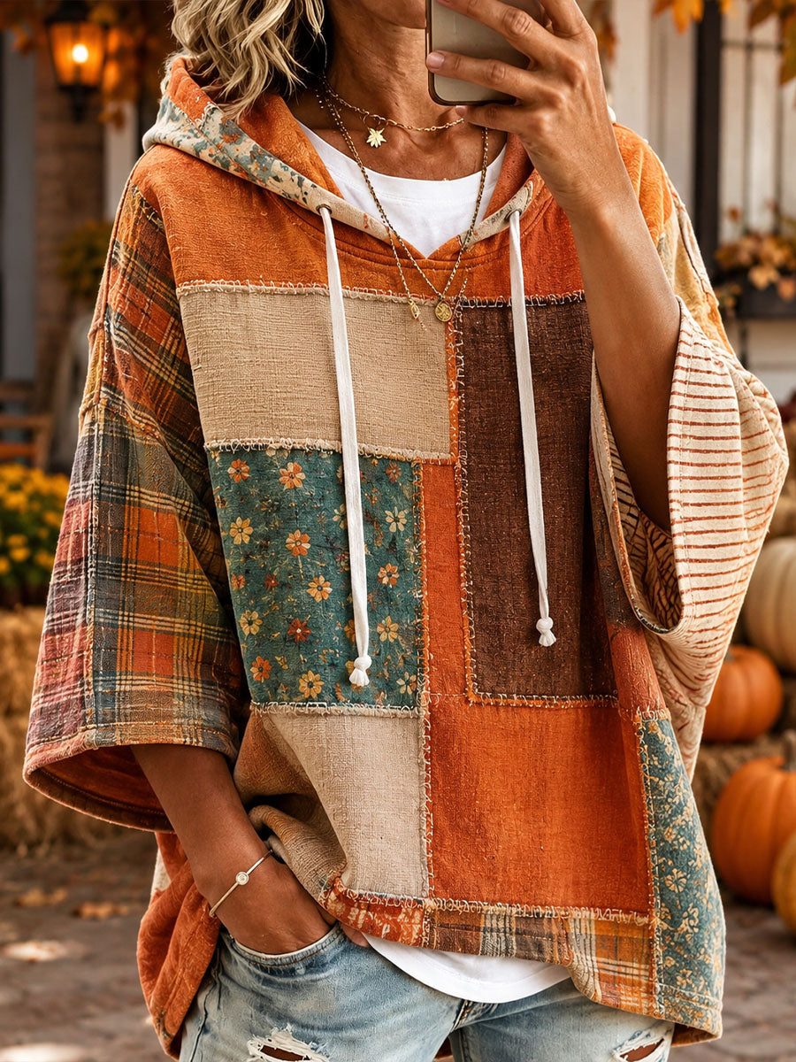Women's Fall Patchwork Art Hoodie