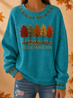 Women's Fall Is My Favorite Color Ribbed Round-Neck Sweatshirt