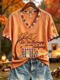 Women's I Don't Need Therapy I Just Need to Go Camping Fall Camping Print short-sleeved T-shirt