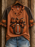 Women's Autumn Pumpkin Pattern Casual Short Sleeve T-shirt