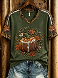 Women's Autumn Pumpkin Pattern Casual Short Sleeve T-shirt